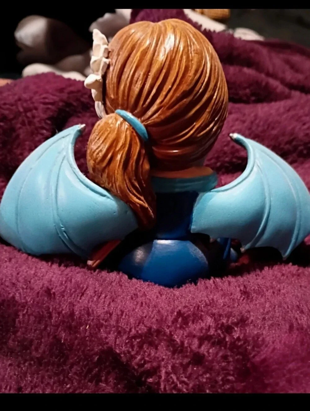 Blue Winged Fairy Doll Holding Orange Dragon Figurine - Kids Toys